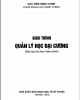 Giáo trình Quản lý học đại cương: Phần 1 - PGS. TS. Võ Kim Sơn